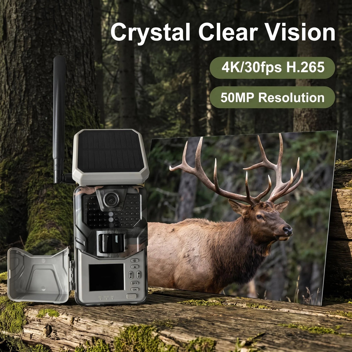 SUNTEKCAM HC-930MAX 4G LTE Trail Camera 48MP 4K Solar Powered, Game Camera APP Control, Cloud Storage 940nm Night Vision, 0.2s