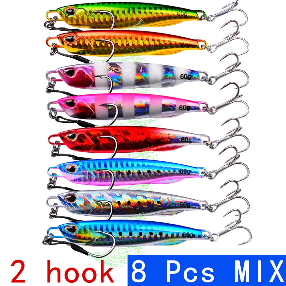 8 Pcs/lot New Jigging Lure Set Fishing Lures Metal Spinner Spoon Fish Bait Jigs Japan Fishing Tackle Pesca Bass Tuna Trout