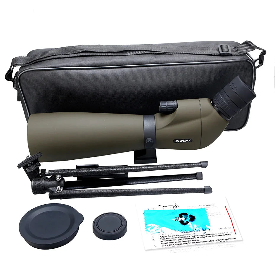 Svbony SV401 20-60x80 Spotting Scope BK7 Silver + MC Prism IPX6 Waterproof Spyglass with Tripod Camping Equipment