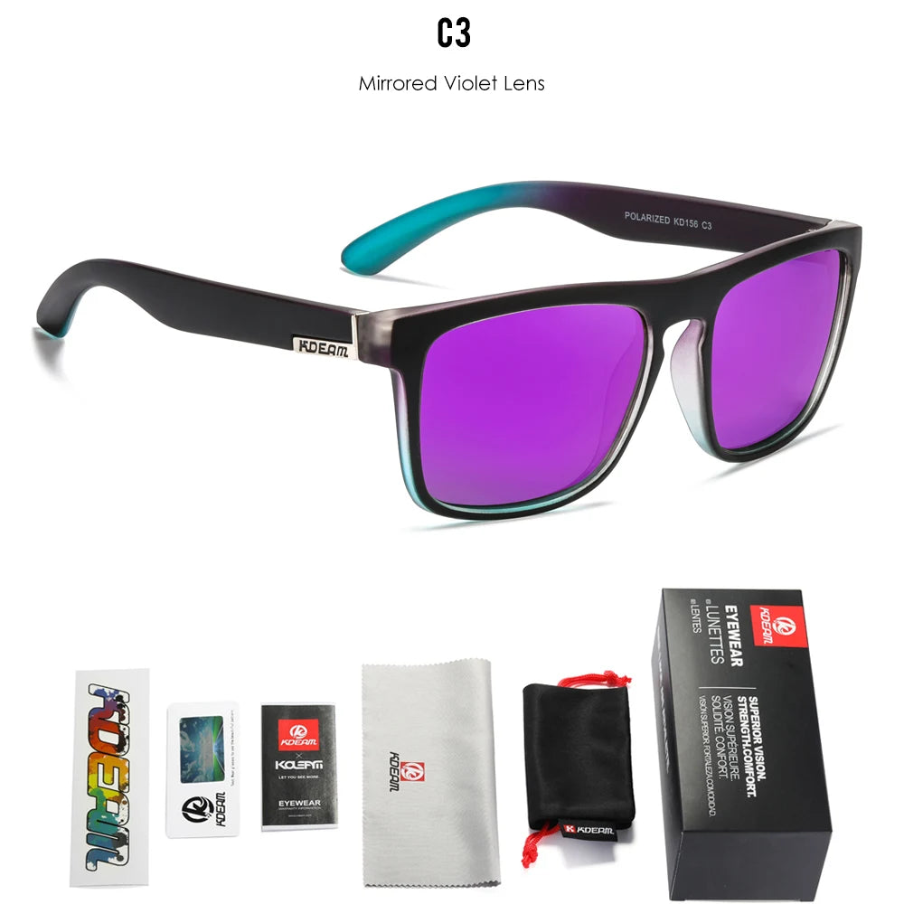KDEAM Legend Square Sunglasses Polarized Lens For Men Women Outdoor Sports Fishing Mountaineering Sun Glasses With Brand Box