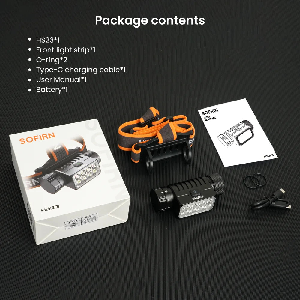 SOFIRN HS23 Headlamp Hight Power LED 21700 Battery 3320LM 4 Light Mode Flashlight Type-C 192M Beam Distance With Red Light