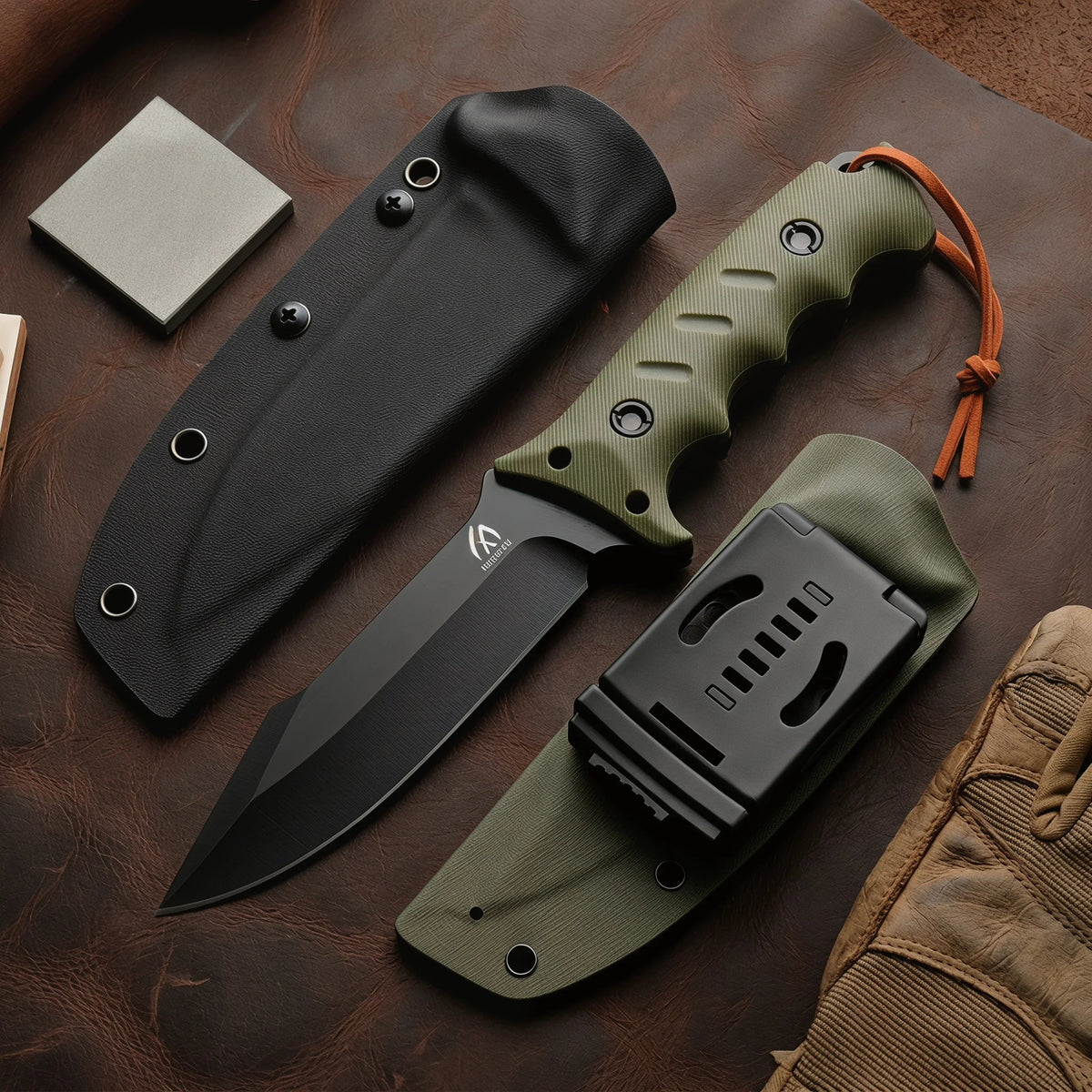 Simple and Portable Straight Knife with Sheath for Storage, Anti-Slip Comfort Grip, Multi-Functional Tool for Outdoor Hiking, Fi