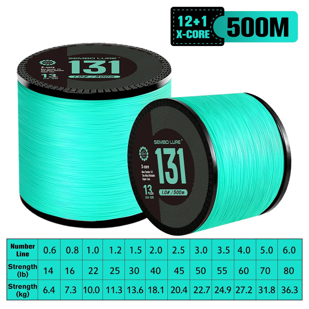 ZUKIBO Sembo 13 Strands Braided Fishing Line Performance Fiber Japan Multifilament PE Line Round Smooth,Thin,Abrasion Resistant
