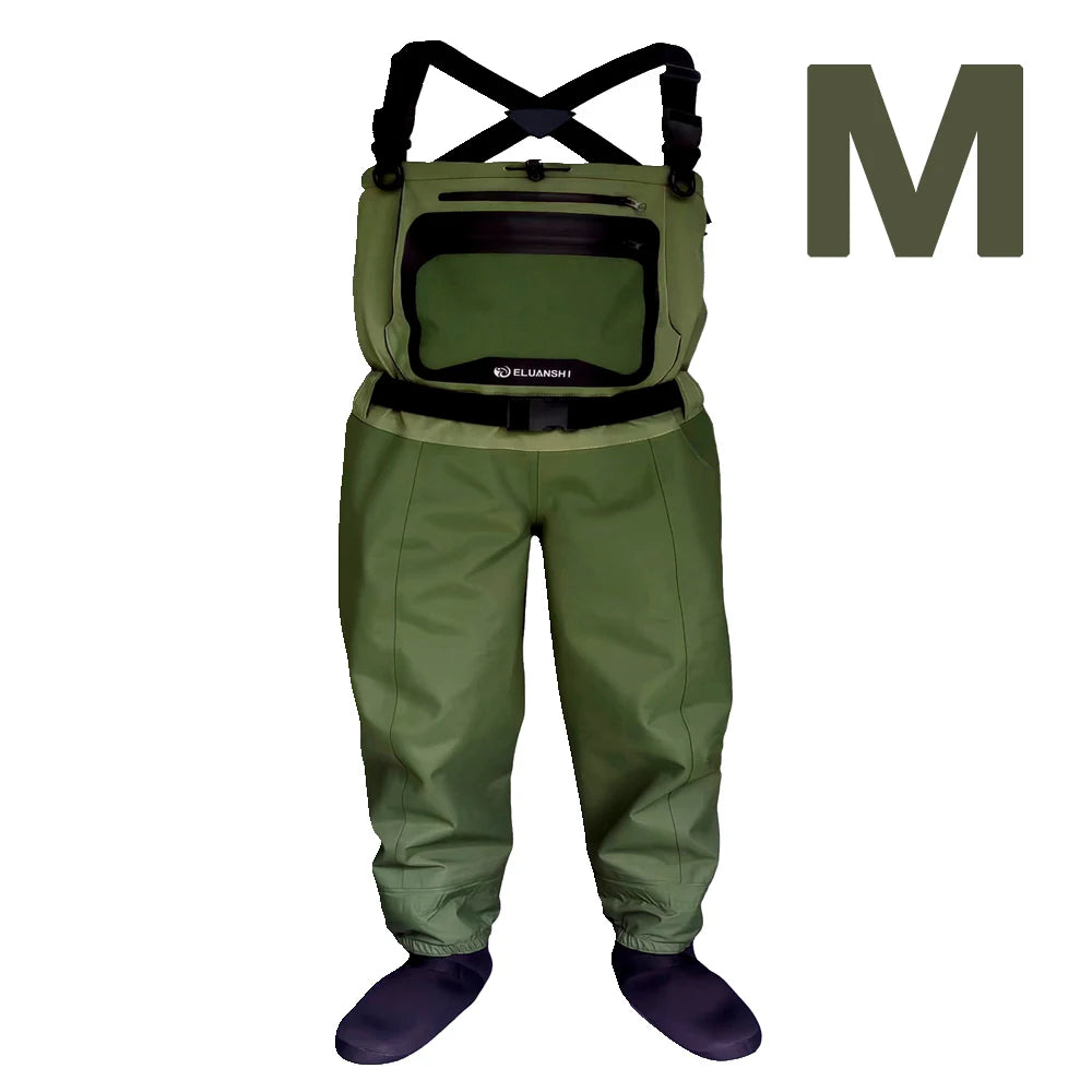5 Layer Breathable Waterproof Fly Fishing Chest-High Waders Stockingfoot High Pant Wader Durable Duck Hunting Wading Pants