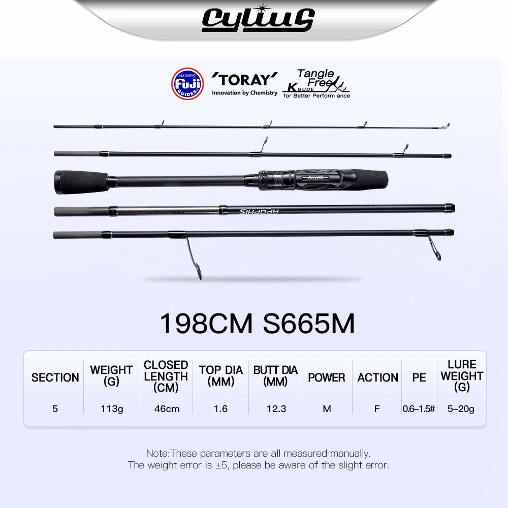 CYLIUS 5 Section Apophis Travel Bass Fishing Longcast Heavy Power Portable Multi Section All Purpose Fishing Rod For Trip