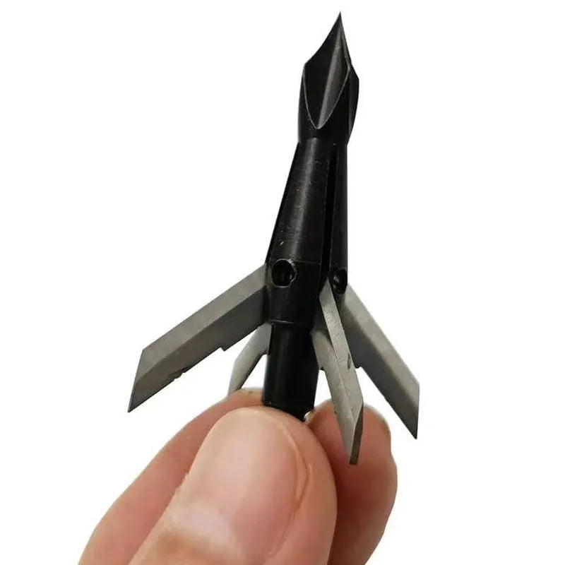 Archery Arrow Stainless Steel Solid Black Arrow Tips 100 Grain Hunting Broadheads for Outdoor Shooting