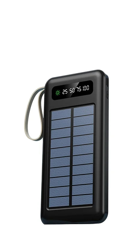 50000mah Outdoor Solar Power Bank Portable Charging Station Power Banks Original 10000/20000mAh Built‑in Cable