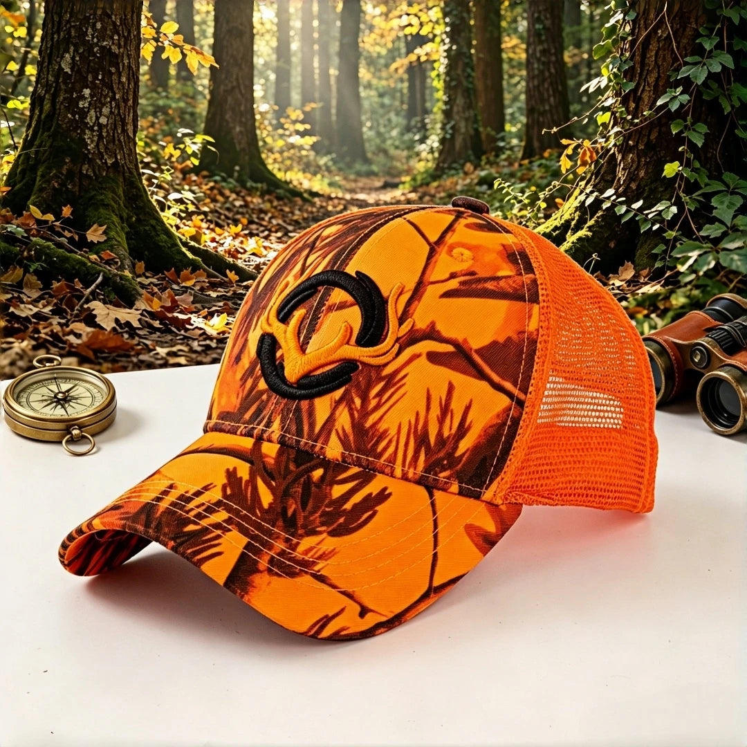 Deer Antler Camo Hunting Trucker Hat Outdoor Fishing Embroidery Mesh Baseball Cap for Men Women