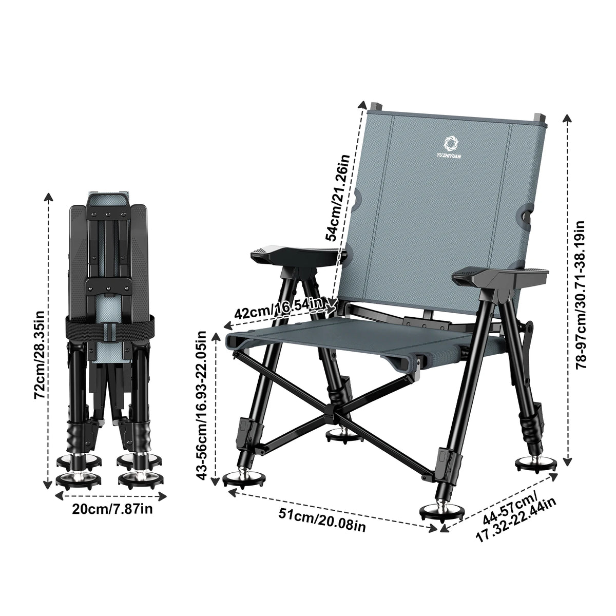 Foldable Outdoor Fishing Chair, All-Terrain, Adjustable, Portable, Telescopic Legs, Lightweight, Camping, Outdoor Activities