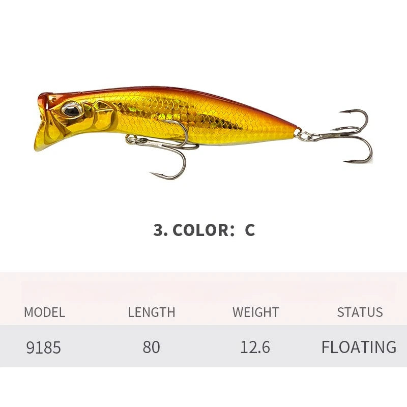 80mm 12.6g Surface Popper Fishing Lures Long Casting Artificial Bait Topwater Pencil Swimbait Wobblers Flounder Sea Bass Pike