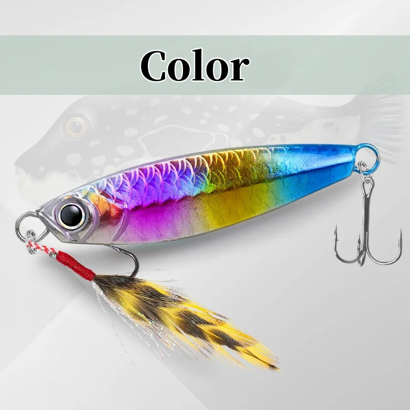 Metal Saltwater Fishing Lures Vertical Slow Pitch Fishing Hooks Fishing Jigging Spoon with Assist Hooks Artificial Bait Tackle