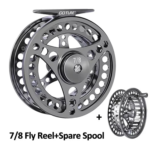 Goture Fly Fishing Reel 3/4 5/6 7/8 9/10 Max Drag 8kg 2+1BB Lightweight CNC Large Arbor Left/Right Fly Reel+Spare Spool Set