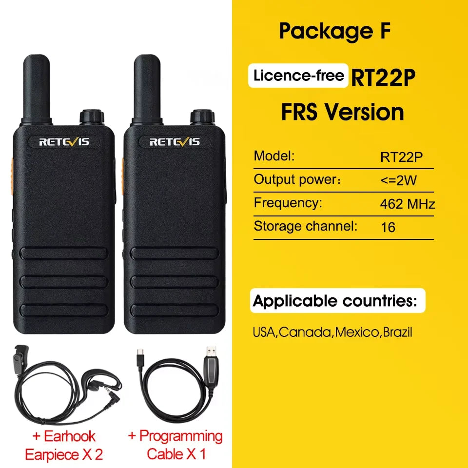 Retevis RT622P (B63) New Version of RT22 15mm Ultra-thin Mini Walkie-talkie PMR446 Profesional 2 Way Radio Type-C VOX for Family