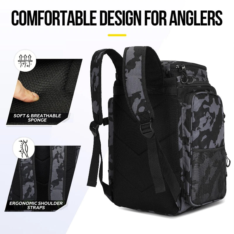 Outdoor Large Capacity Lure Fishing Multifunctional Fishing Gear Fishing Rod Storage Bag Camouflage Hiking and Hunting Backpack