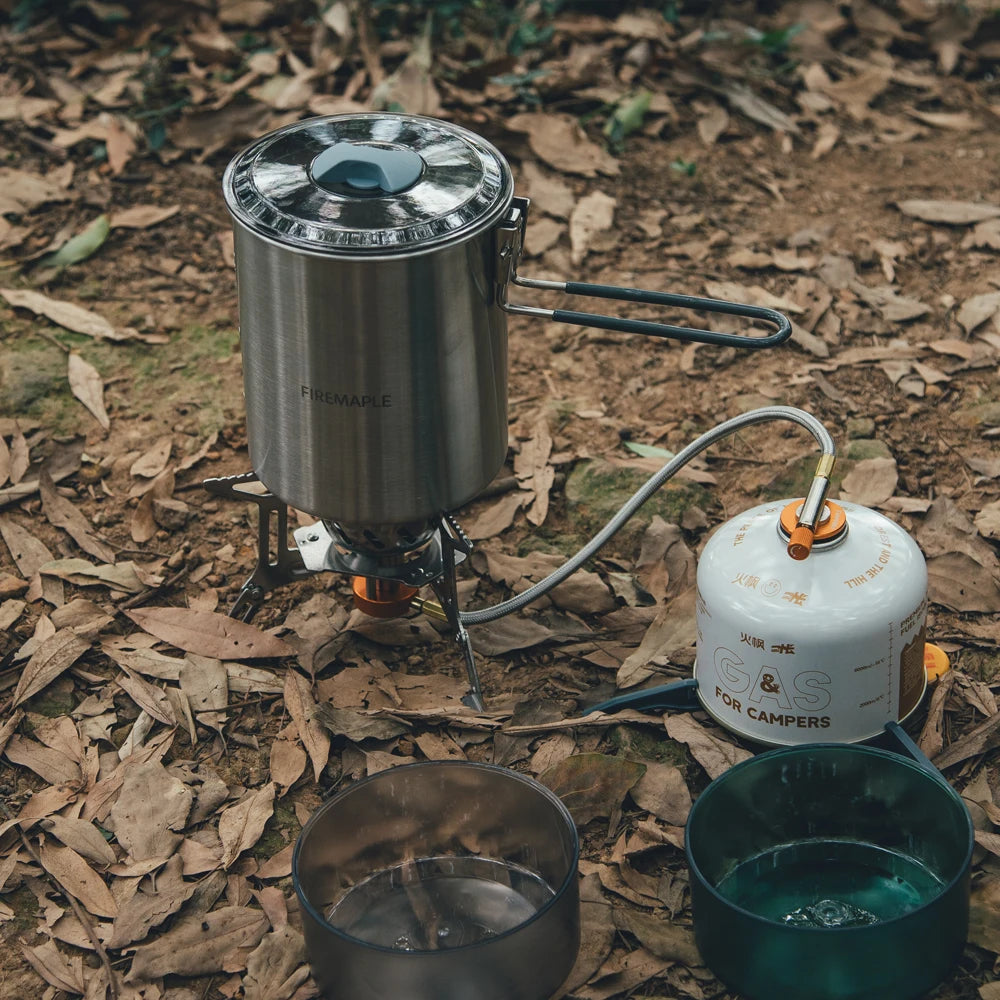 Fire-Maple Antarcti Duo Camping Cooking Set 1.6L Stainless Pot Hiking Picnic Cookware Dishes Tableware Utensil For Tourism