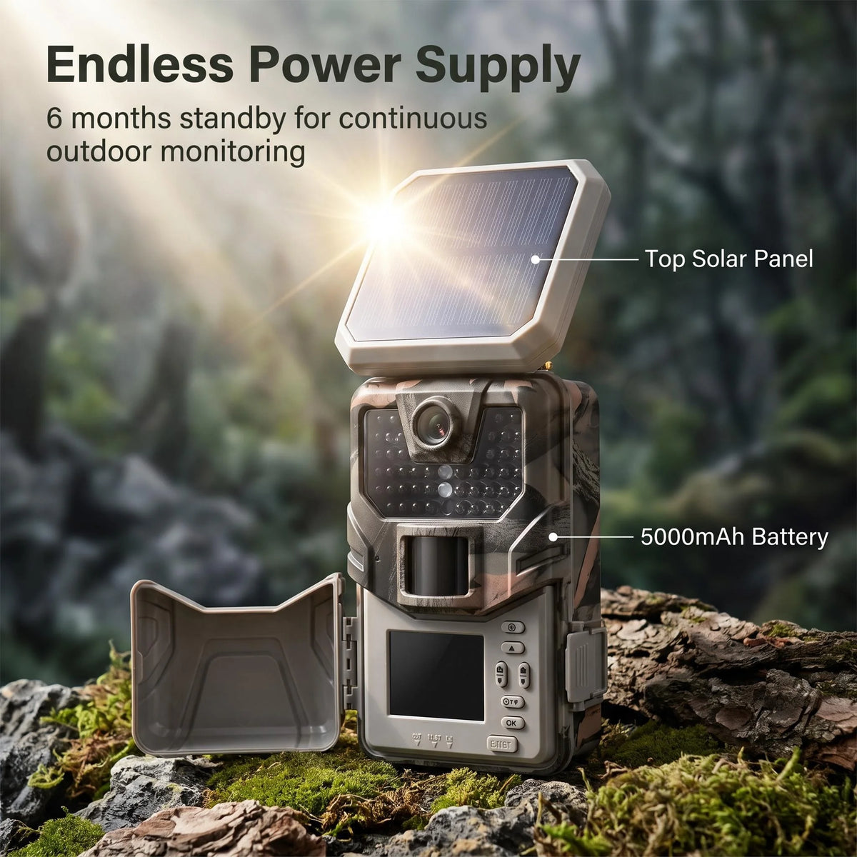 SUNTEKCAM HC-930MAX 4G LTE Trail Camera 48MP 4K Solar Powered, Game Camera APP Control, Cloud Storage 940nm Night Vision, 0.2s