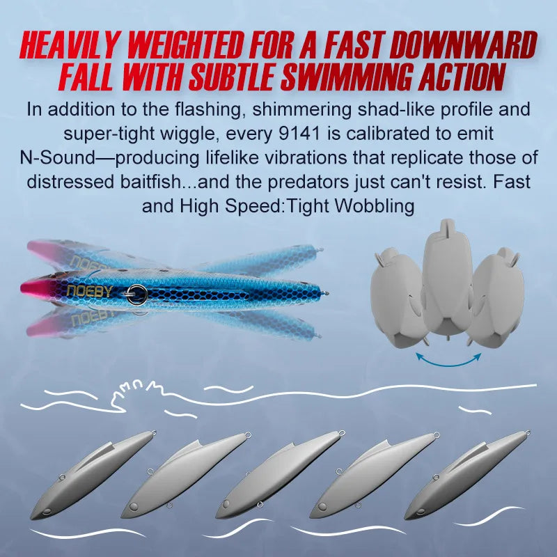 Noeby 3 Pieces 90mm 33g Sinking Vibes Rattling and Vib Artificial Hard Baits Sea Crankbaits Rattlins for Winter Fishing Lures