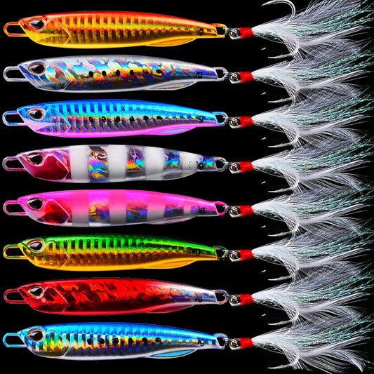 8 Pcs/lot New Jigging Lure Set Fishing Lures Metal Spinner Spoon Fish Bait Jigs Japan Fishing Tackle Pesca Bass Tuna Trout