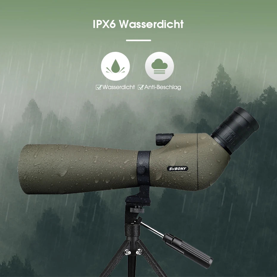 Svbony SV401 20-60x80 Spotting Scope BK7 Silver + MC Prism IPX6 Waterproof Spyglass with Tripod Camping Equipment