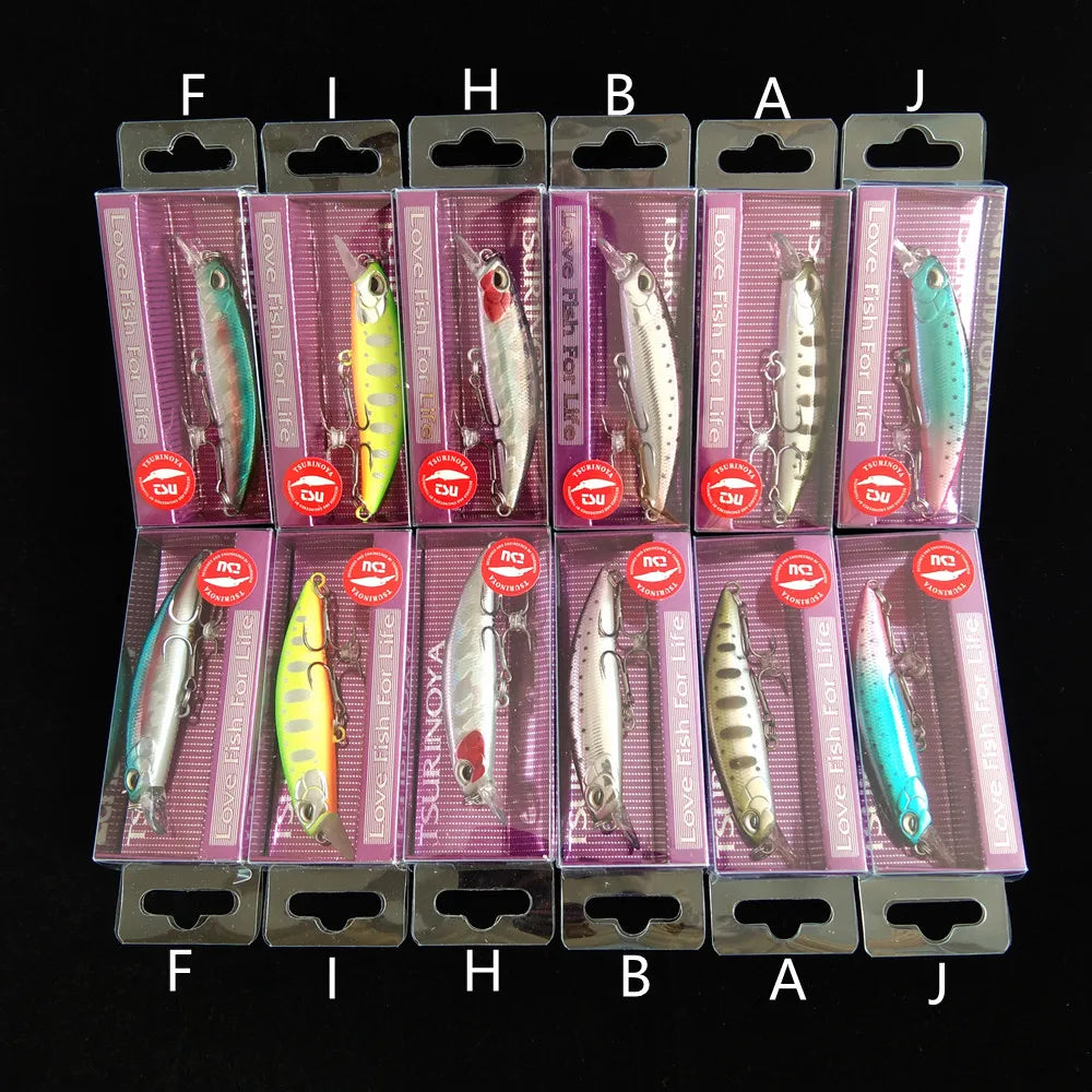 TSURINOYA 12pcs 60mm 6.1g Sinking Minnow DW67 New Fishing Lures Artificial Hard Lure Pencil Wobbler Crankbait Bass Pike Baits