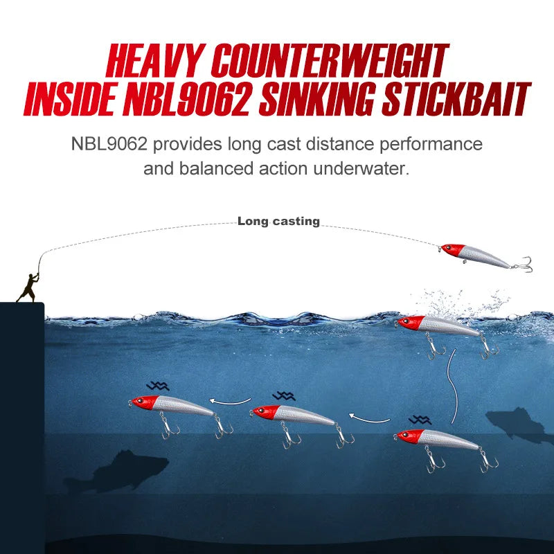 Noeby Sinking Pencil Fishing Lure 14cm70g 16cm98g 18cm145g Stickbait Wobblers Artificial Hard Baits for Sea Tuna Fishing Lures