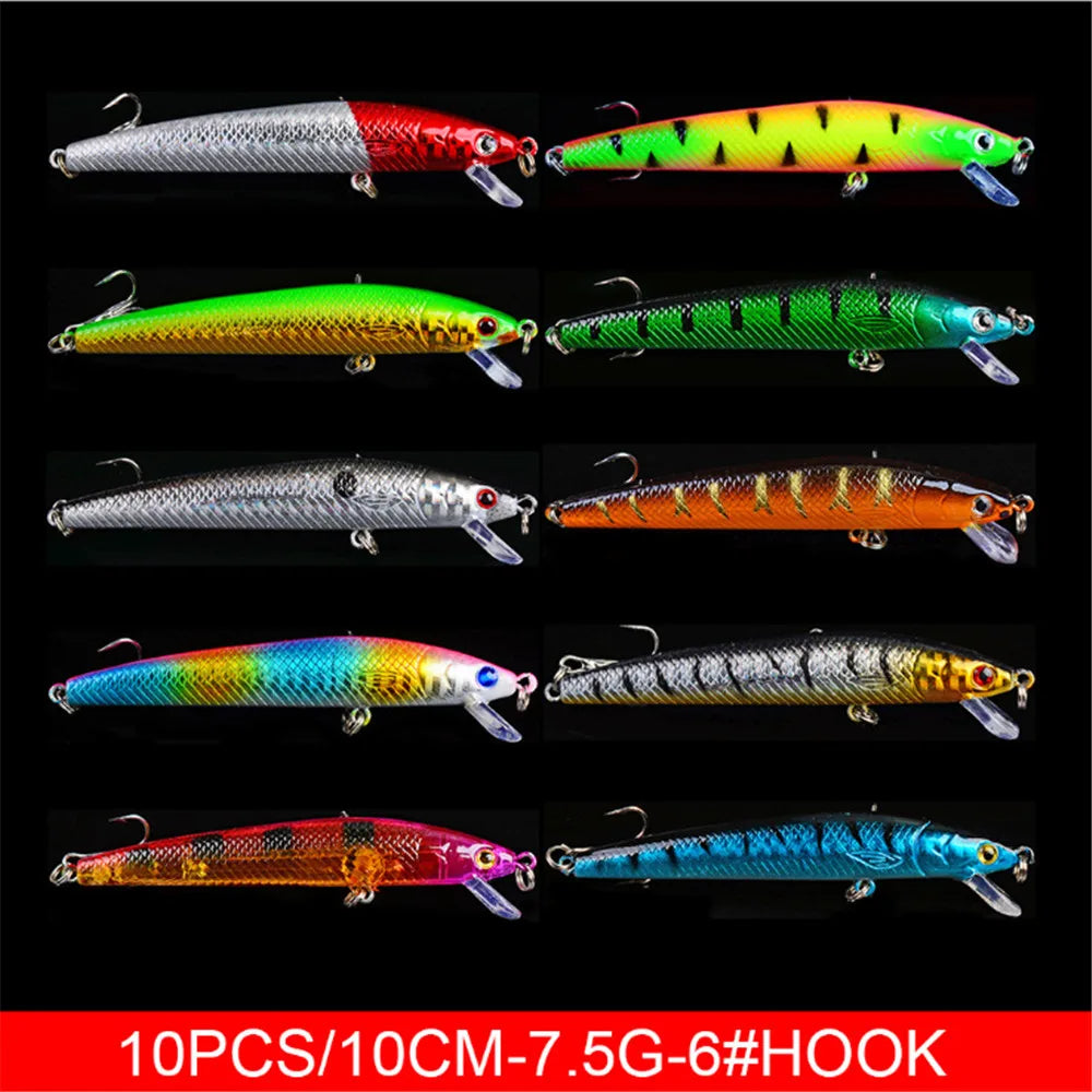 20pcs/lot Minnow Fishing Lures Set Bass Fresh Salt Water Floating 3D Eyes Wobbler Tackle Hard Bait Crankbait Pesca Kit set