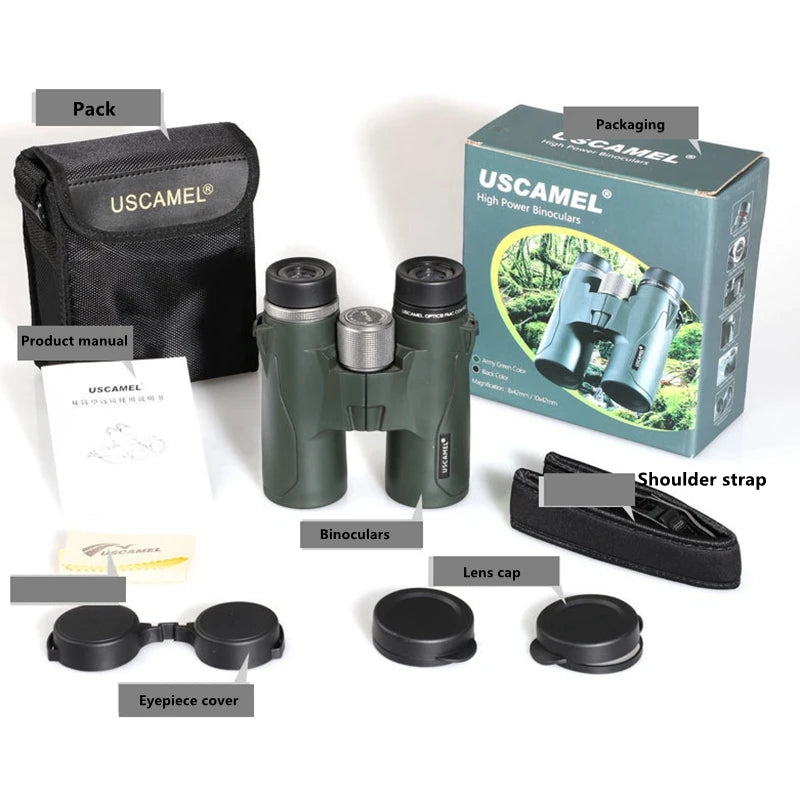 10x42 8x42 HD BAK4 Binoculars Powerful Professional  Long Distance Telescope for Hunting Outdoor Sports Camping Travel