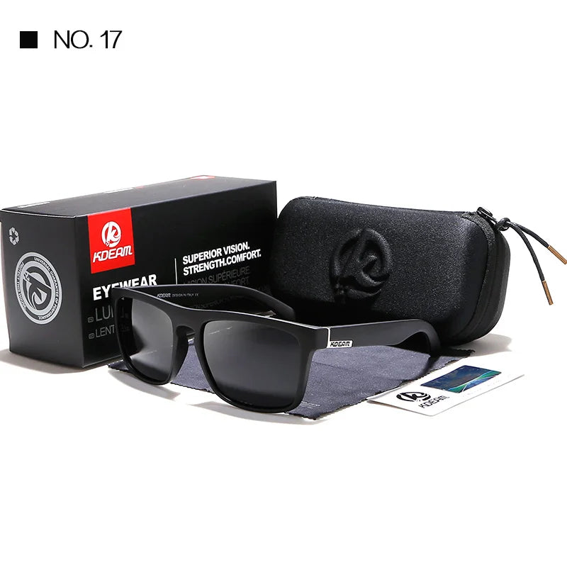 KDEAM New Summer Sunglasses Men Sports Sun Glasses Polarized Women Brand Mirror lens Square UV400 With Case KD156