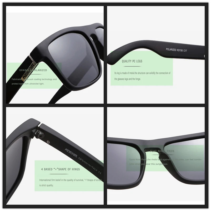 KDEAM New Summer Sunglasses Men Sports Sun Glasses Polarized Women Brand Mirror lens Square UV400 With Case KD156
