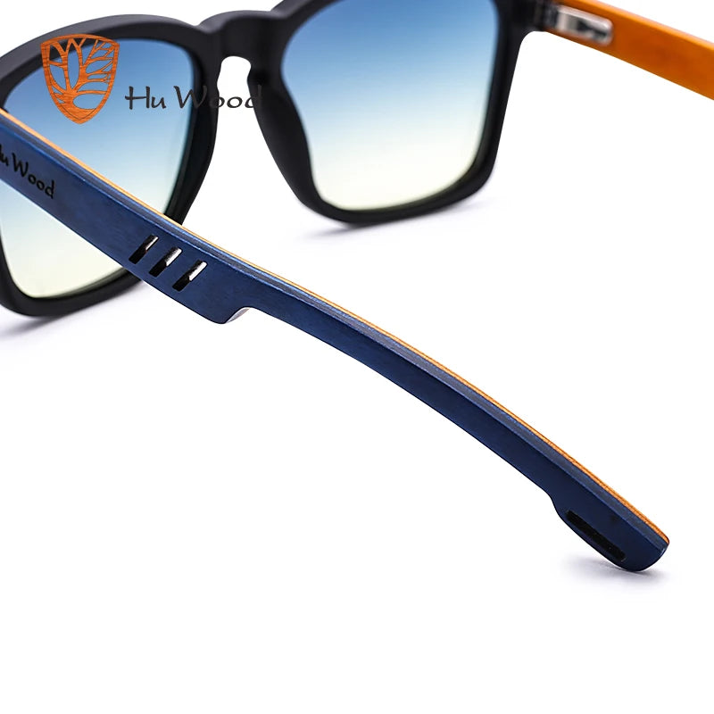 HU WOOD Brand Design Polarized Sunglass Skateboard Wood Sunglasses For Men Women Lenses Driving gafas de sol mujer GR8011