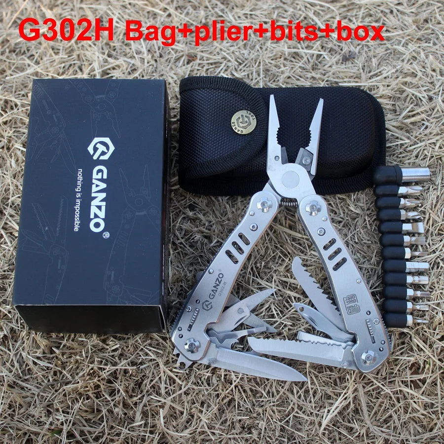 Ganzo G302B G302H Multi Tool Knife Plier EDC Tools Folding Multitool Pliers Multifunction Capming Fishing Survival Knives Bits