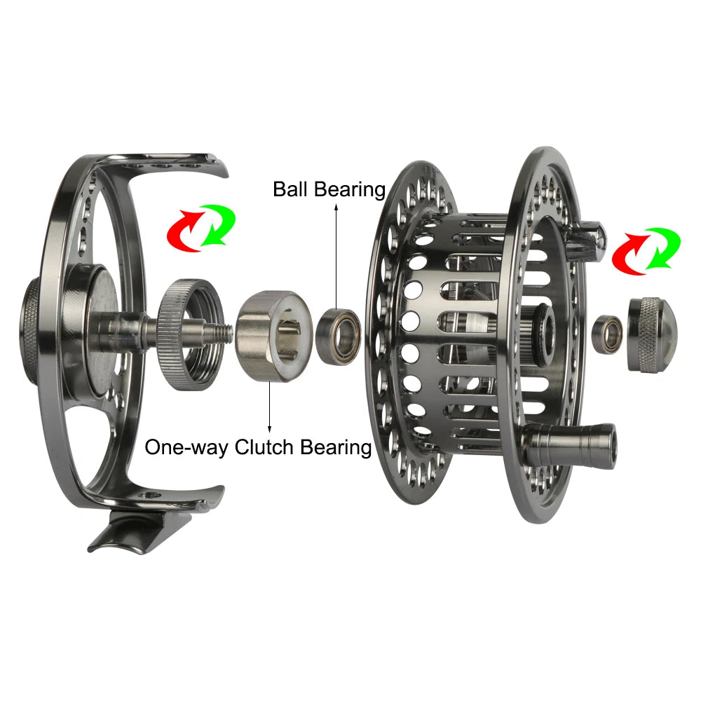 Goture 3/4 5/6 7/8 9/10 WT Fly Fishing Reel CNC Machine Cut Large Arbor Die Casting Aluminum Fly Reel with Bag
