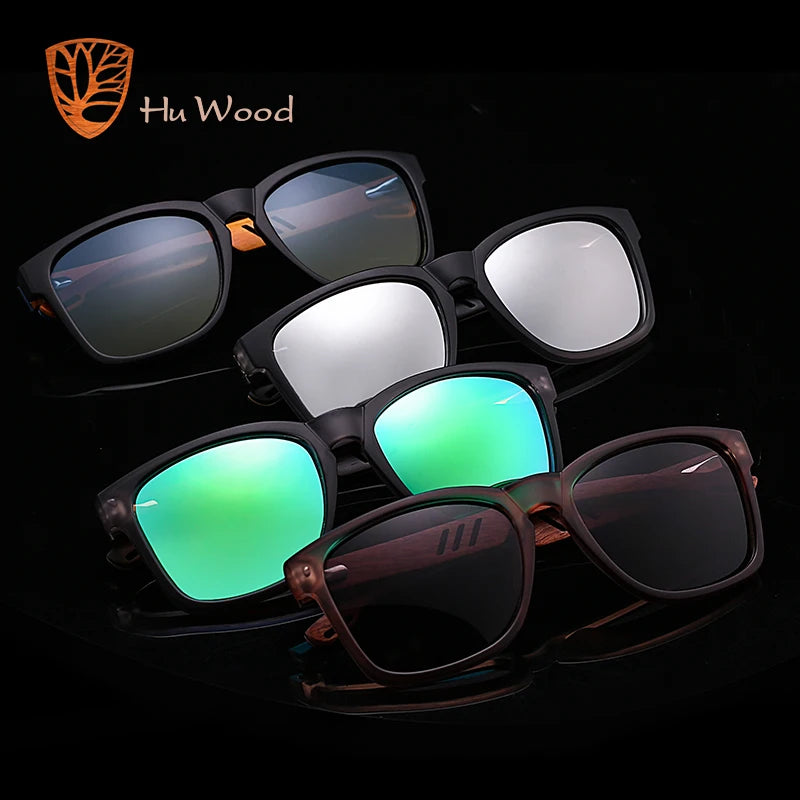 HU WOOD Brand Design Polarized Sunglass Skateboard Wood Sunglasses For Men Women Lenses Driving gafas de sol mujer GR8011