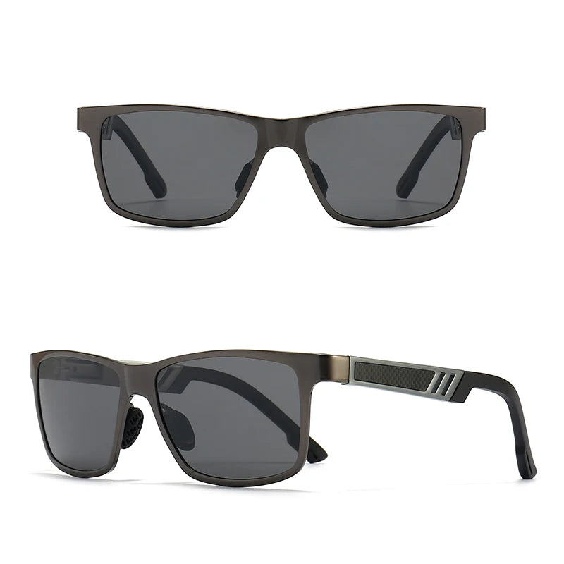 GCV Men Polarized Sunglasses Aluminum Magnesium Sun Glasses Driving Glasses Rectangle Shades For Men Oculos Masculino Male UV400