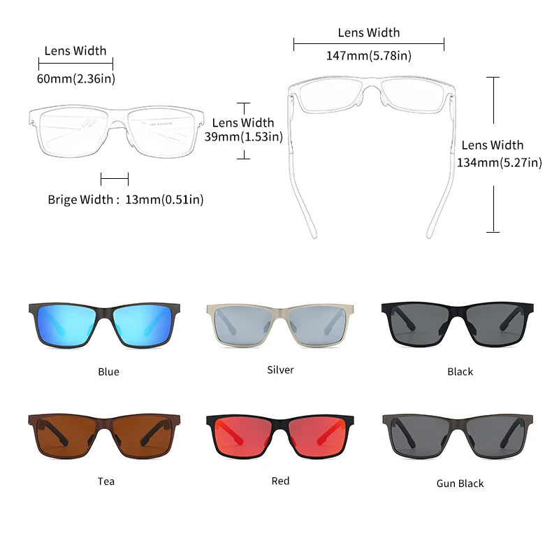 GCV Men Polarized Sunglasses Aluminum Magnesium Sun Glasses Driving Glasses Rectangle Shades For Men Oculos Masculino Male UV400