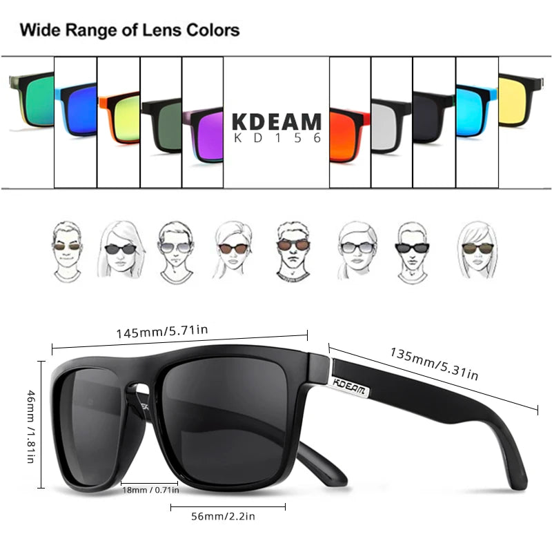 KDEAM Legend Square Sunglasses Polarized Lens For Men Women Outdoor Sports Fishing Mountaineering  Sun Glasses With Brand Box