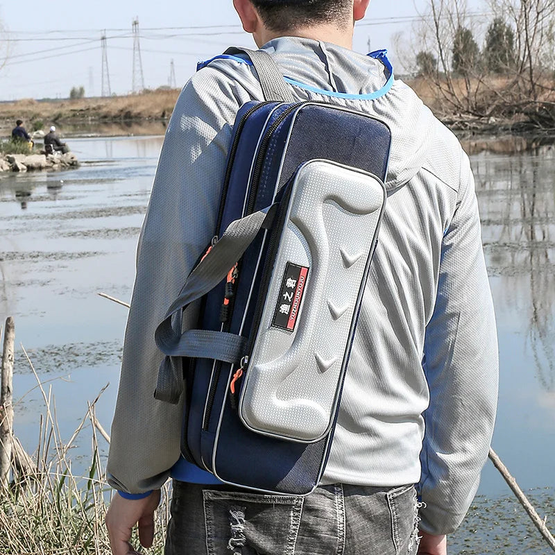 Steel Wire Edge Small Fishing Bag Multi-Purpose Canvas Material Waterproof Durable Fishing Rod Bag Fishing Tackle Bag XA162G