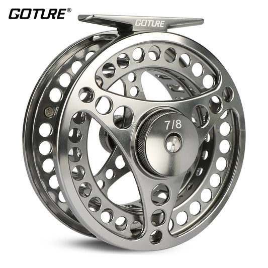 Goture 3/4 5/6 7/8 9/10 WT Fly Fishing Reel CNC Machine Cut Large Arbor Die Casting Aluminum Fly Reel with Bag
