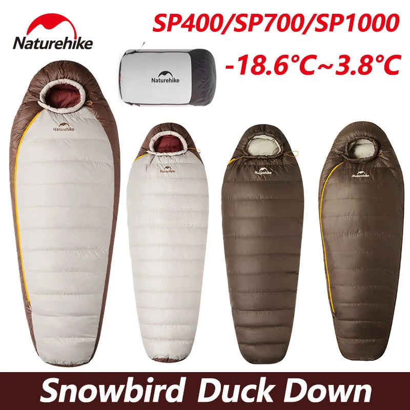 Naturehike Snowbird Duck Down Sleeping Bag Mummy 650FP Ultralight Outdoor Camping Thickened Warm Winter Adults Sleeping Bag-20°C