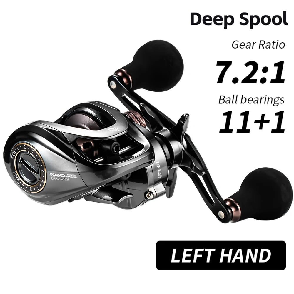 Soloking HIAW Pro Baitcasting Fishing Reel 11+1BB 7.2:1/5.4:1 Speed Gear Ratio,21LB Drag Power Ultra Smooth Durable Fishing Rod