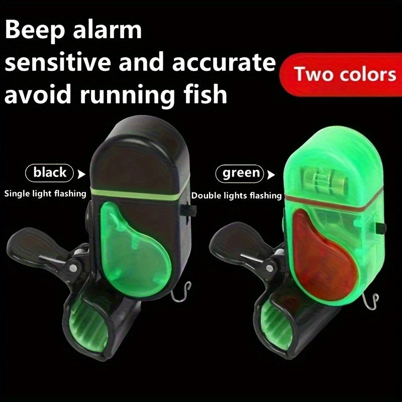 1pc Fishing Alarm Electronic Buzzer Fish Bite Lure Alert Alarm Sound Bell LED Indicator Light Clip-on Fishing Rod Fishing Tool