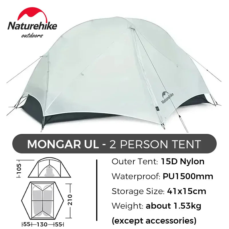 Naturehike Mongar UL/PRO 1 2 3 Person Tent Ultralight Waterproof Backpacking Tent Outdoor Portable Hiking Camping Sunshade