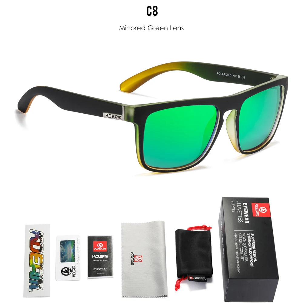 KDEAM Legend Square Sunglasses Polarized Lens For Men Women Outdoor Sports Fishing Mountaineering  Sun Glasses With Brand Box