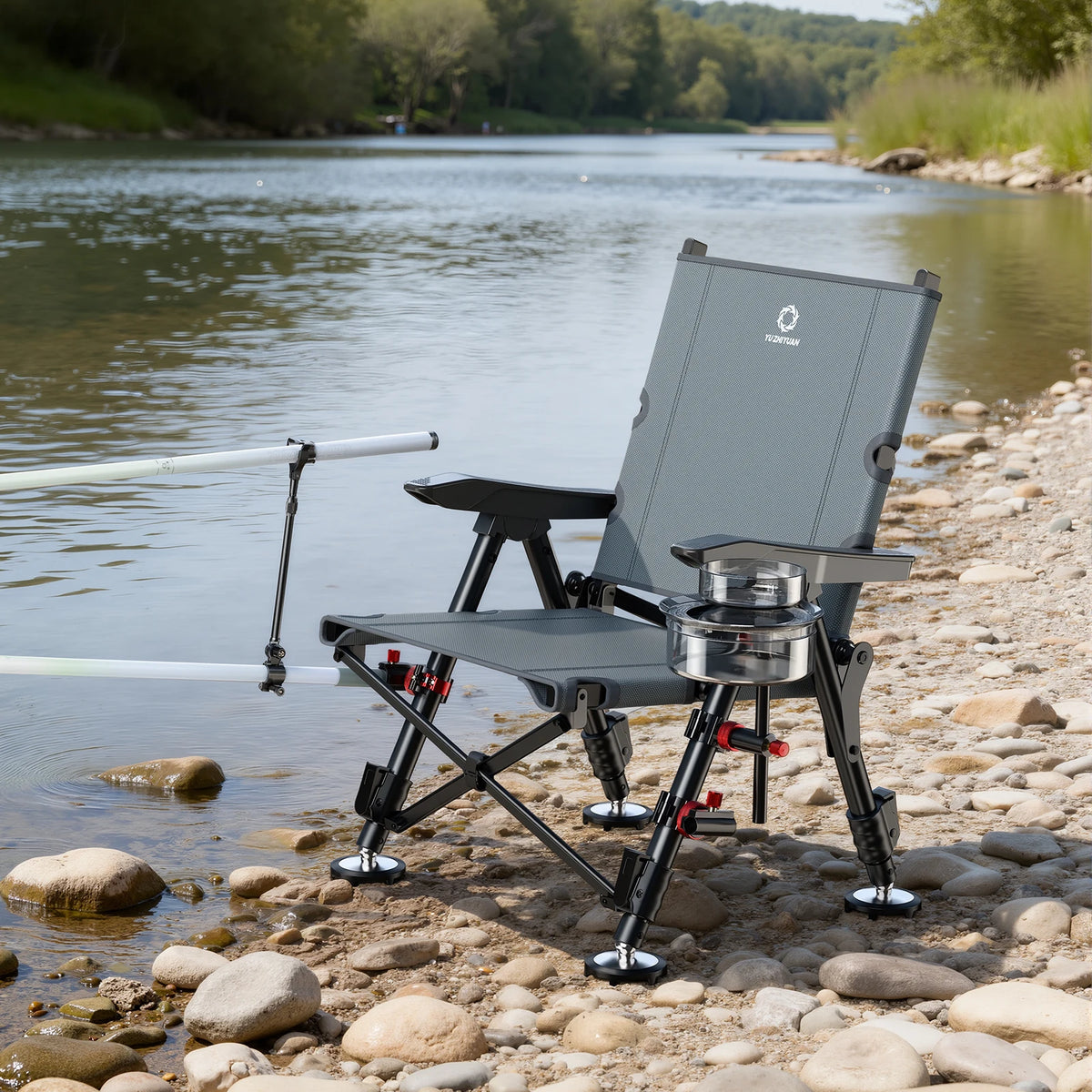 Foldable Outdoor Fishing Chair, All-Terrain, Adjustable, Portable, Telescopic Legs, Lightweight, Camping, Outdoor Activities