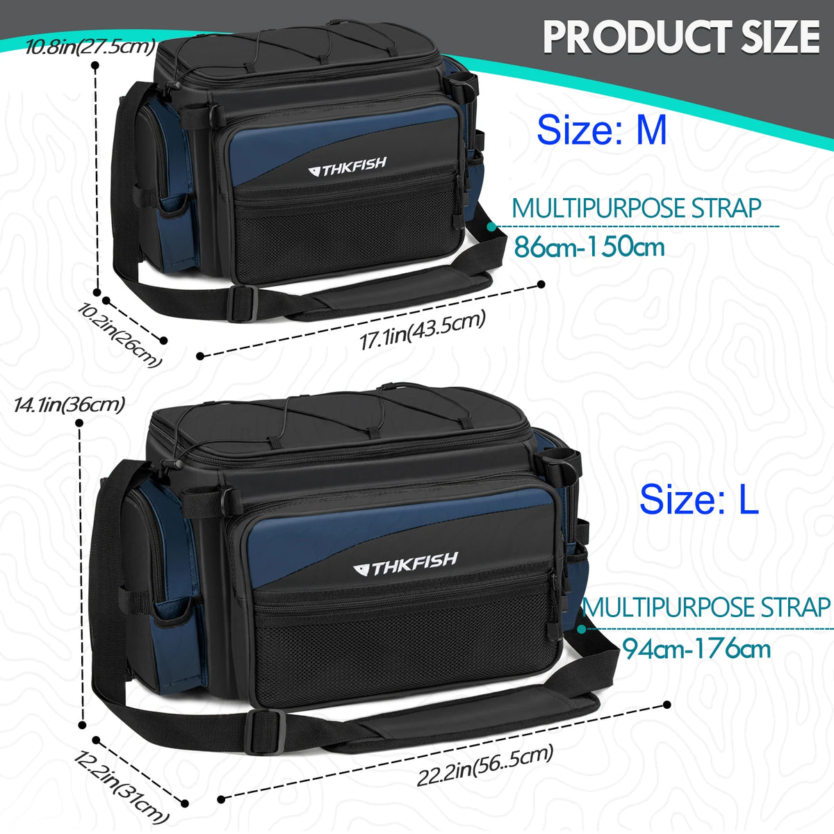 THKFISH Waterproof Fishing Sling Bags Large-Capacity One Shoulder Waist Bag Multipurpose Fishing Rod Box Tackle Storage Suitcase