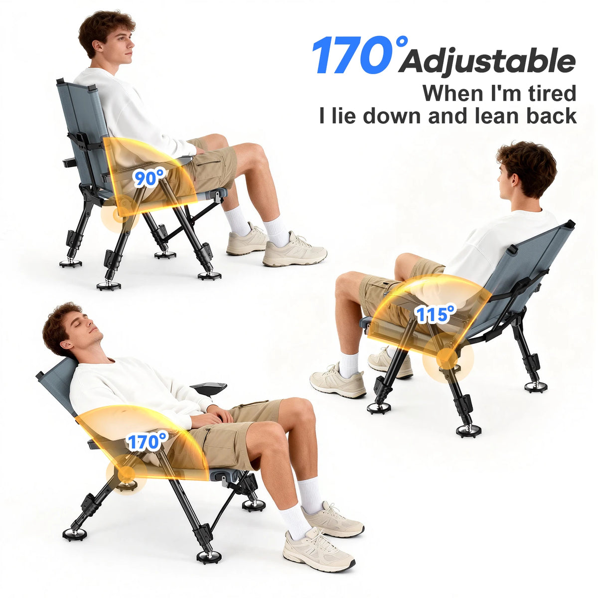 Foldable Outdoor Fishing Chair, All-Terrain, Adjustable, Portable, Telescopic Legs, Lightweight, Camping, Outdoor Activities