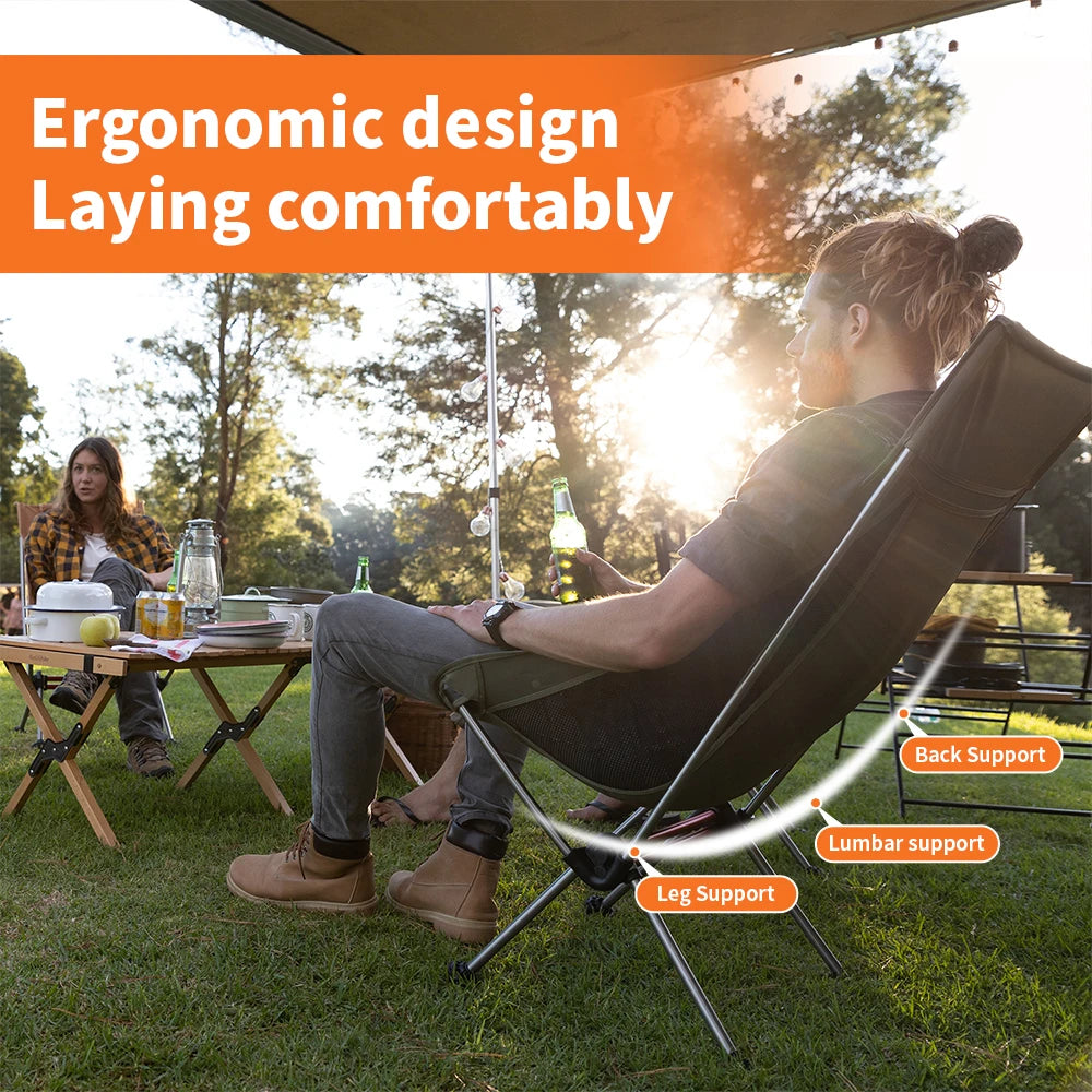 Naturehike Camping Moon Chair High Back Ultralight Folding Chair Portable 120Kg Load Travel Rocking Chairs Outdoor Fishing Chair