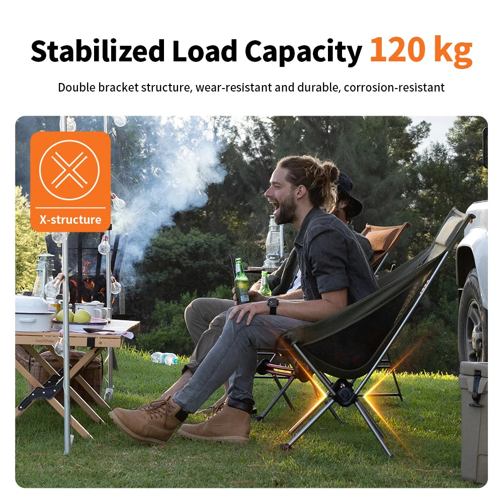 Naturehike Camping Moon Chair High Back Ultralight Folding Chair Portable 120Kg Load Travel Rocking Chairs Outdoor Fishing Chair