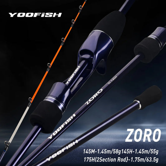 Yoofish ZORO1.45m 1.75m Light Carbon Fishing Rod 145M/H 65g/63g 175H 72g Tianium Tip Cuttlefish Casting Rod Squid Boat Fishing