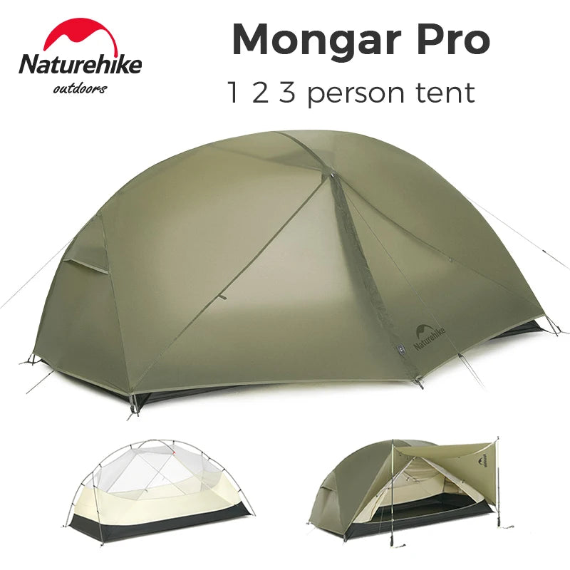 Naturehike Mongar UL/PRO 1 2 3 Person Tent Ultralight Waterproof Backpacking Tent Outdoor Portable Hiking Camping Sunshade
